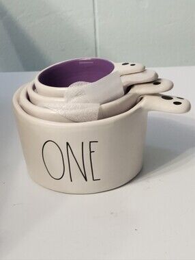 New Rae Dunn Ceramic 'ONE' Nesting Measuring Cups Set Of 4